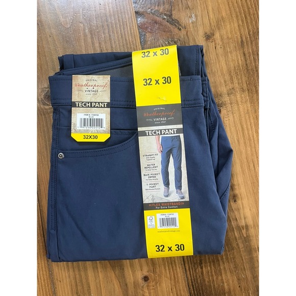 Weatherproof Vintage Other - Weatherproof Vintage Mens Tech Pant Blue Straight Fit Water Repellent 32x30 NEW